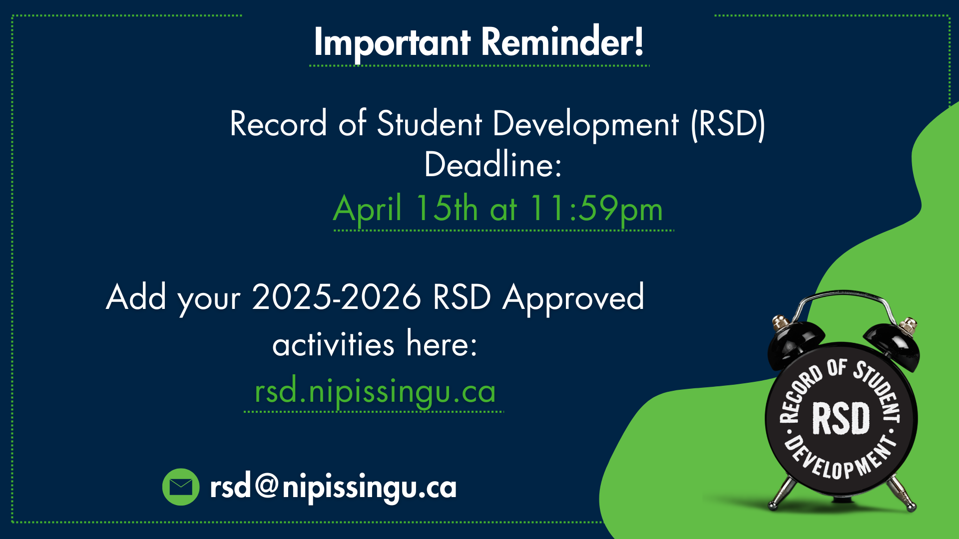 Record of Student Development Deadline Reminder Poster