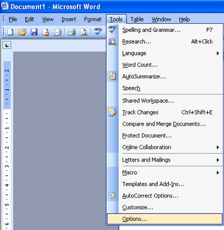 نتيجة بحث الصور عن ‪microsoft word 2003 tools menu‬‏