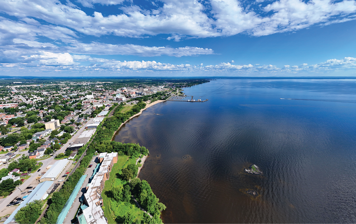 Aerial view of waterfront