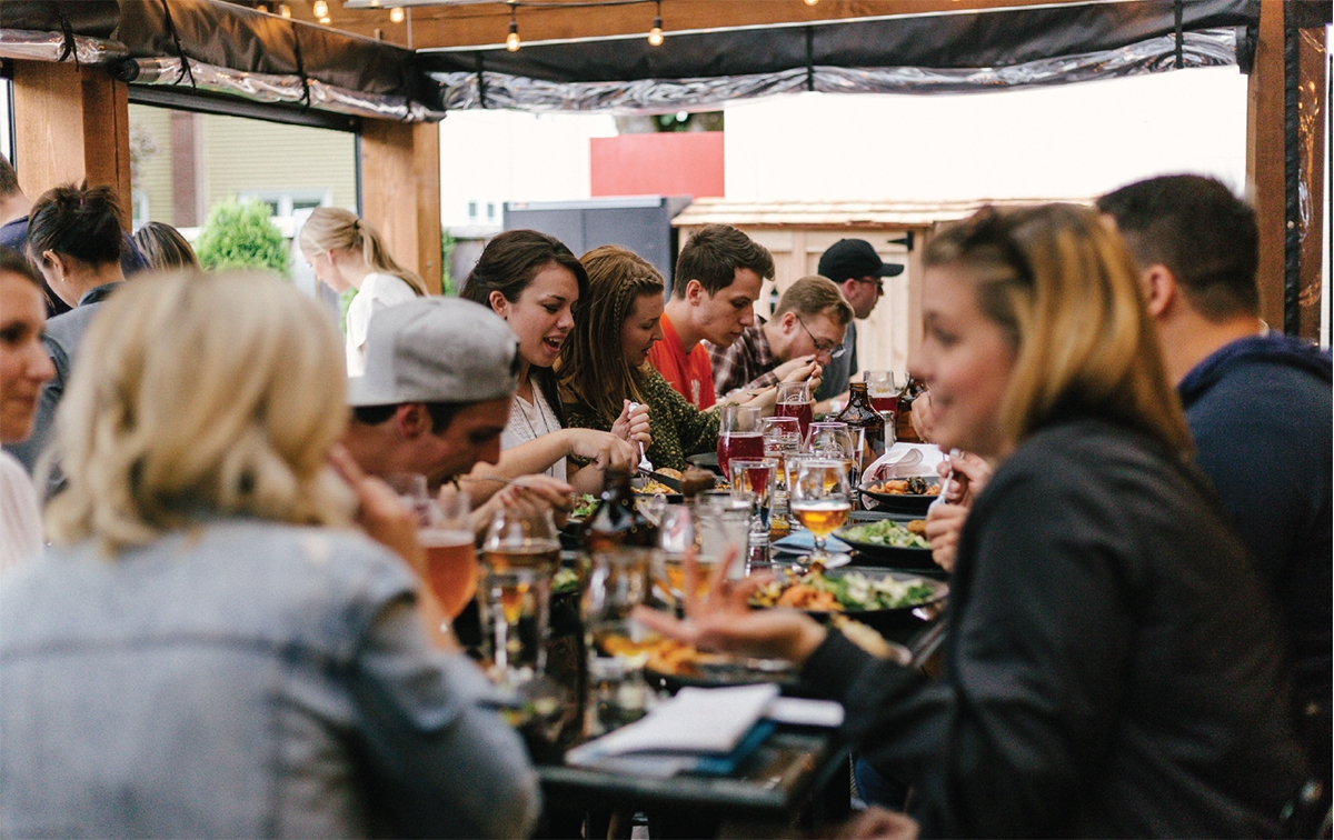 people eating at a restaurant