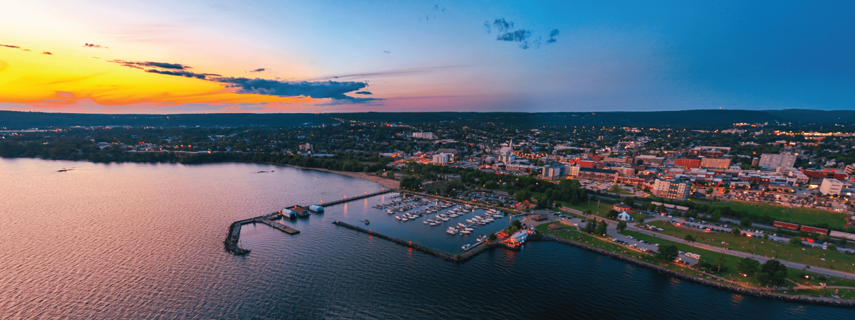 A top view of the waterfront in north bay