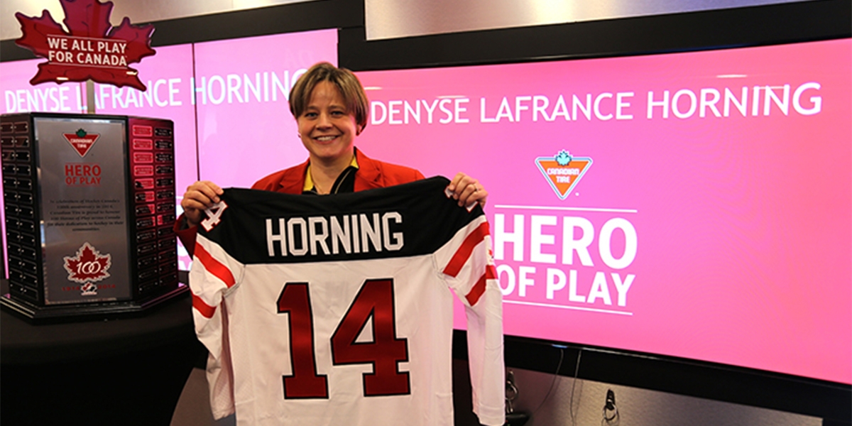 Denyse Lafrance-Horning with Jersey