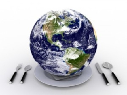 Photo of the earth on a clean dinner plate