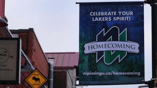 Nipissing Homecoming banners in downtown North Bay