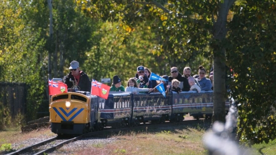 Families riding Heritage train during NU Homecoming 2025