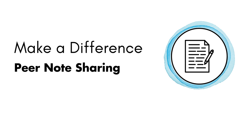 Make a Difference typed with Peer Note Sharing below. A note pad icon is displayed within a circle on the right.